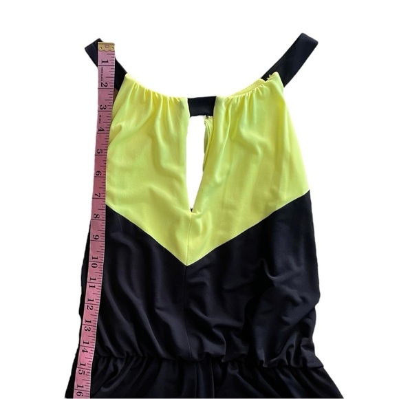 VINCE CAMUTO Black White Yellow Halter Dress Sz 2 Maxi Lined (see measurements) - Picture 5 of 8